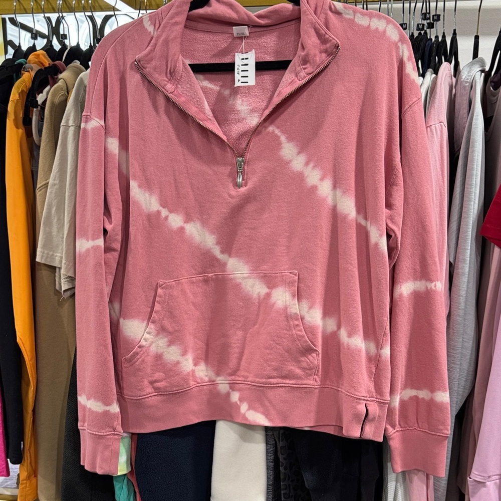 Old Navy Pink Tie-Dye Half-Zip Pullover Hoodie